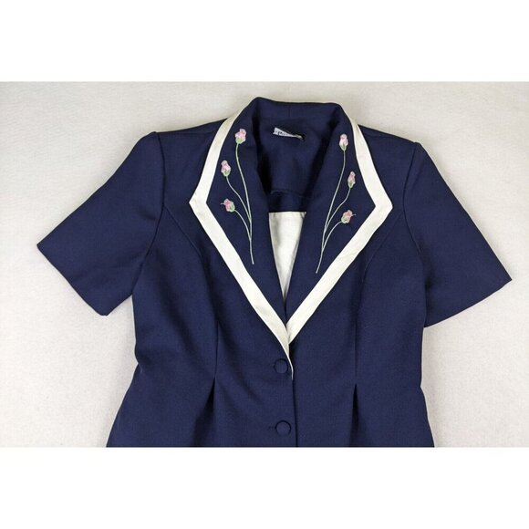 WHIRLAWAY FROCKS VINTAGE WOMENS BLUE SHORT SLEEVE JACKET DRESS - SEE MEASUREMENT - Picture 4 of 7